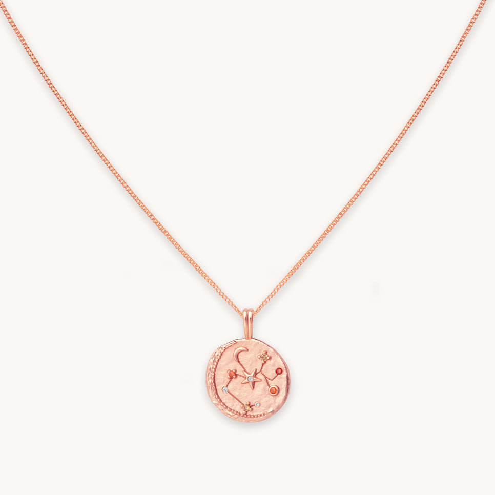 Sagittarius Zodiac Pendant Necklace in Rose Gold