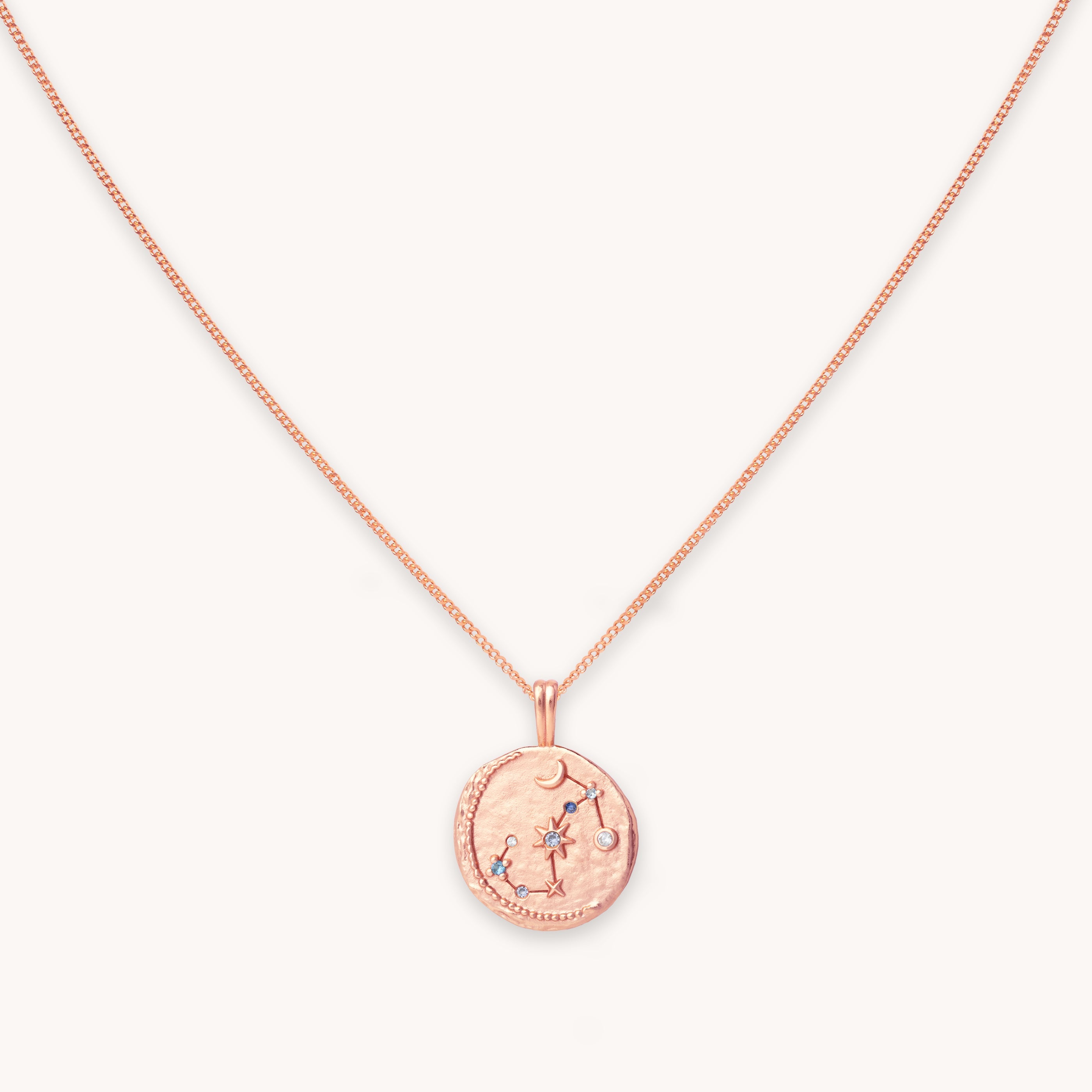 Scorpio Zodiac Pendant Necklace in Rose Gold