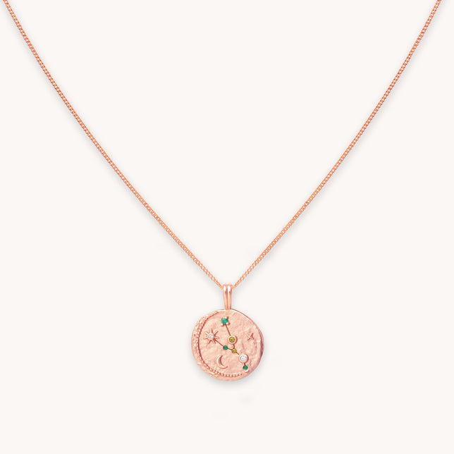 Taurus Zodiac Pendant Necklace in Rose Gold