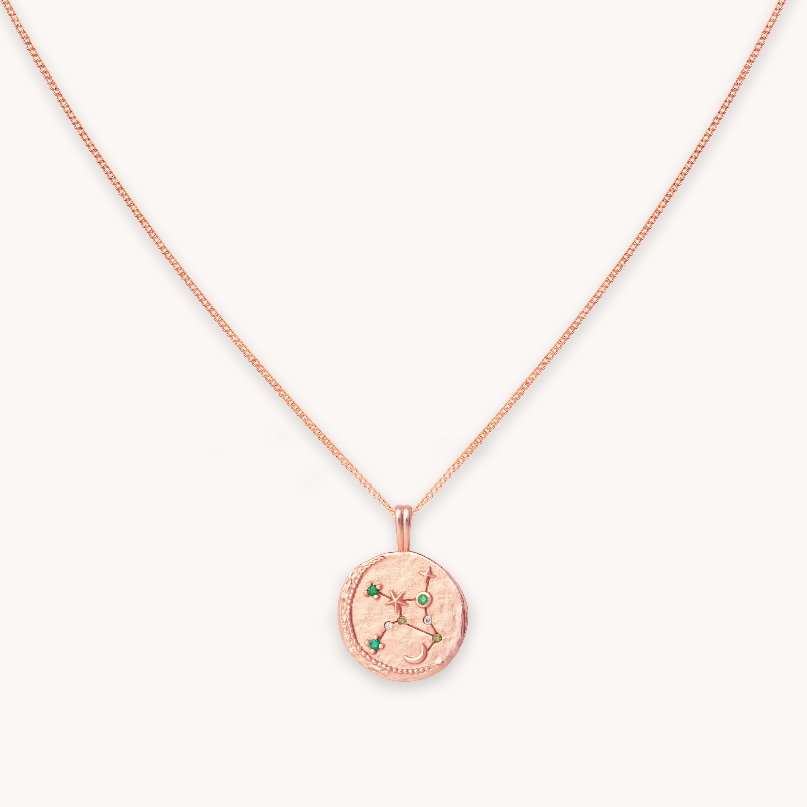 Virgo Zodiac Pendant Necklace in Rose Gold