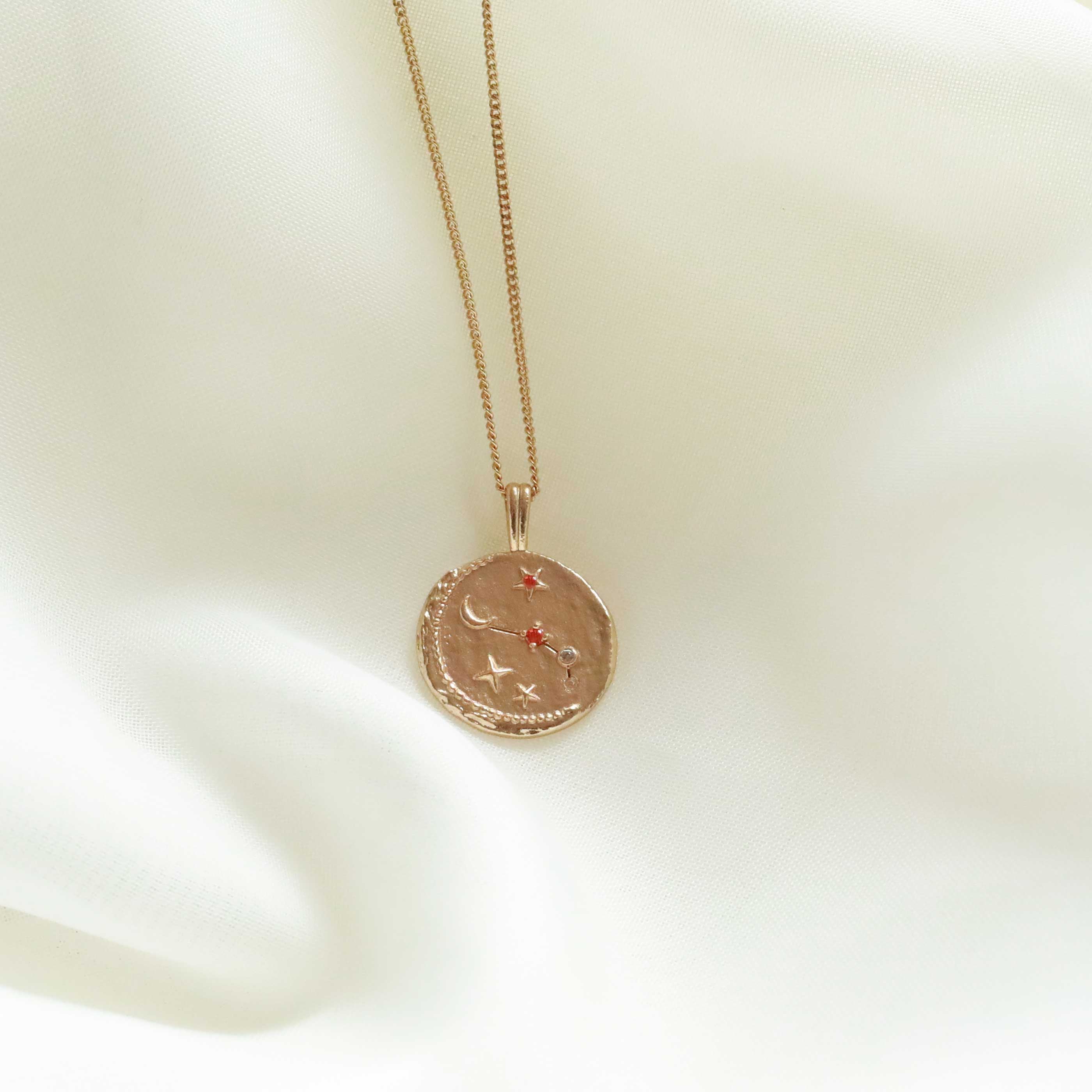Aries Zodiac Pendant Necklace in Gold