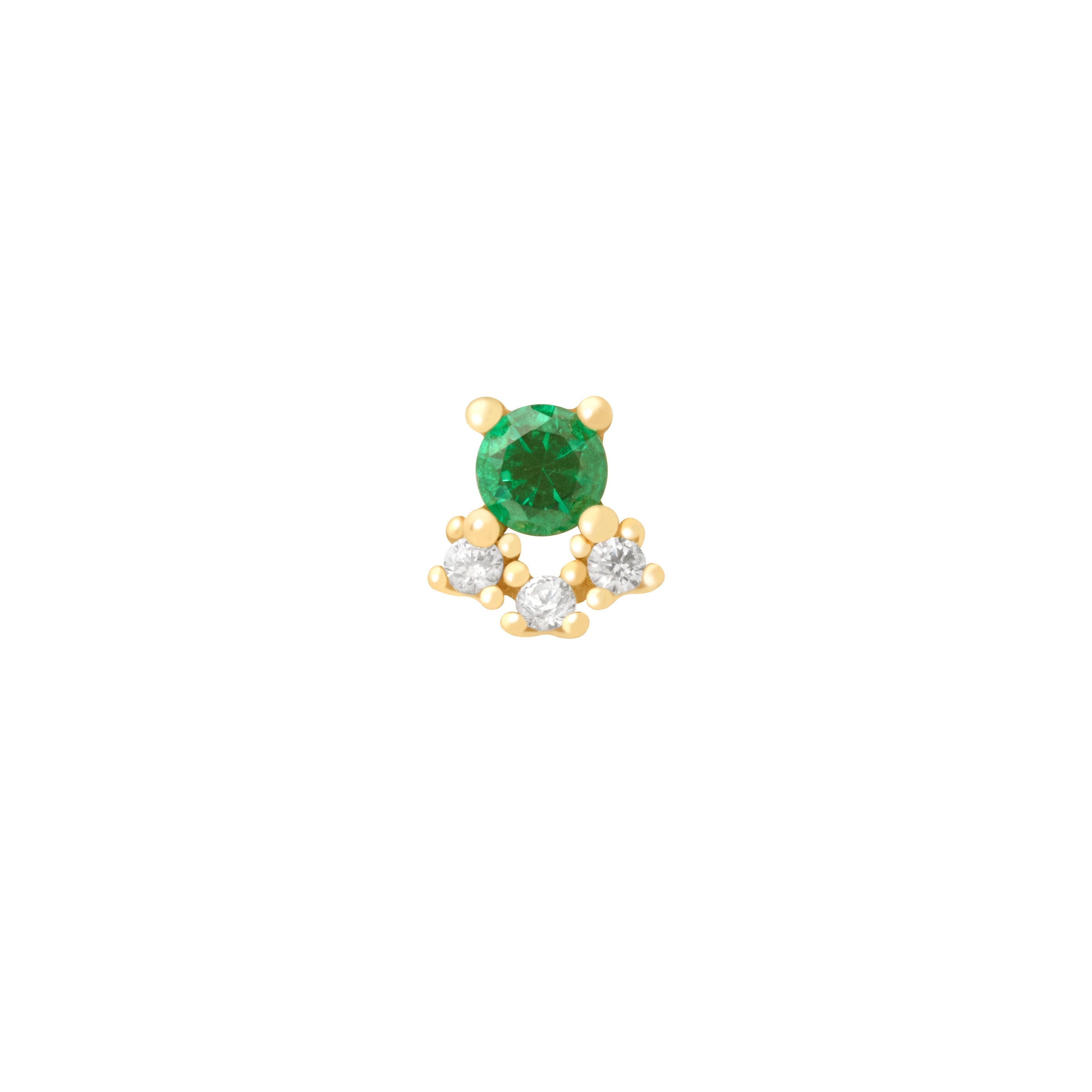 Emerald & Crystal Barbell in Gold