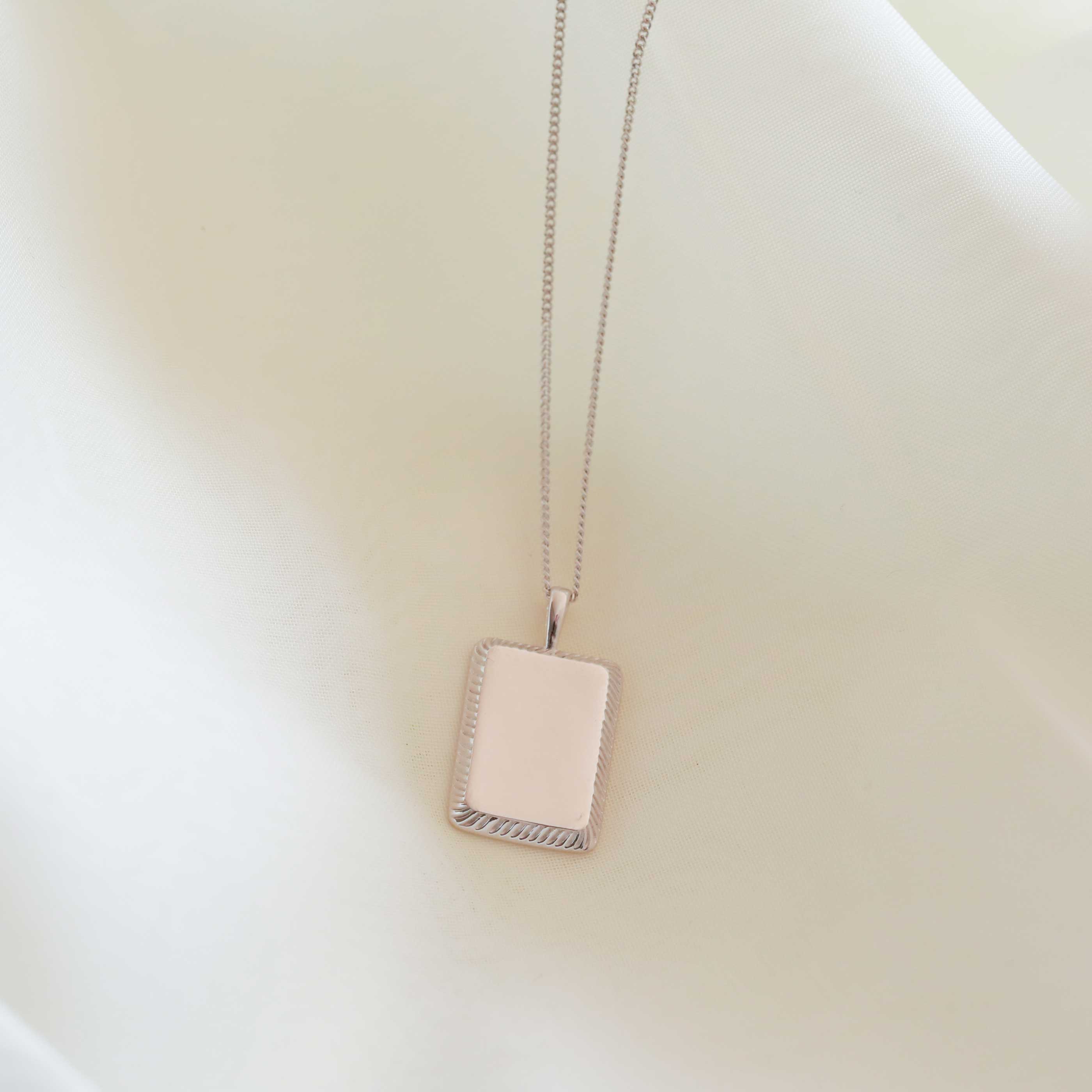 Etched ID Necklace in Silver