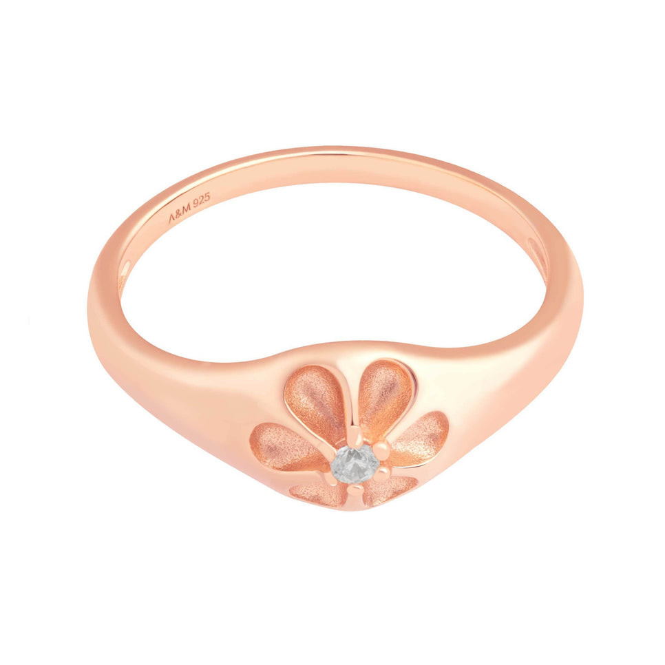 Flora Signet Ring in Rose Gold