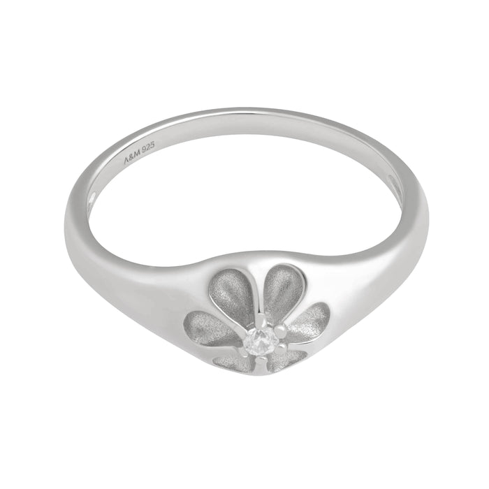 Flora Signet Ring in Silver