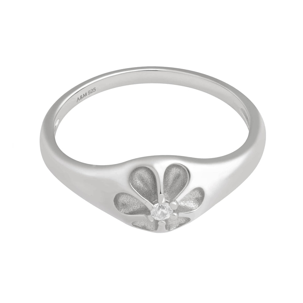 Flora Signet Ring in Silver