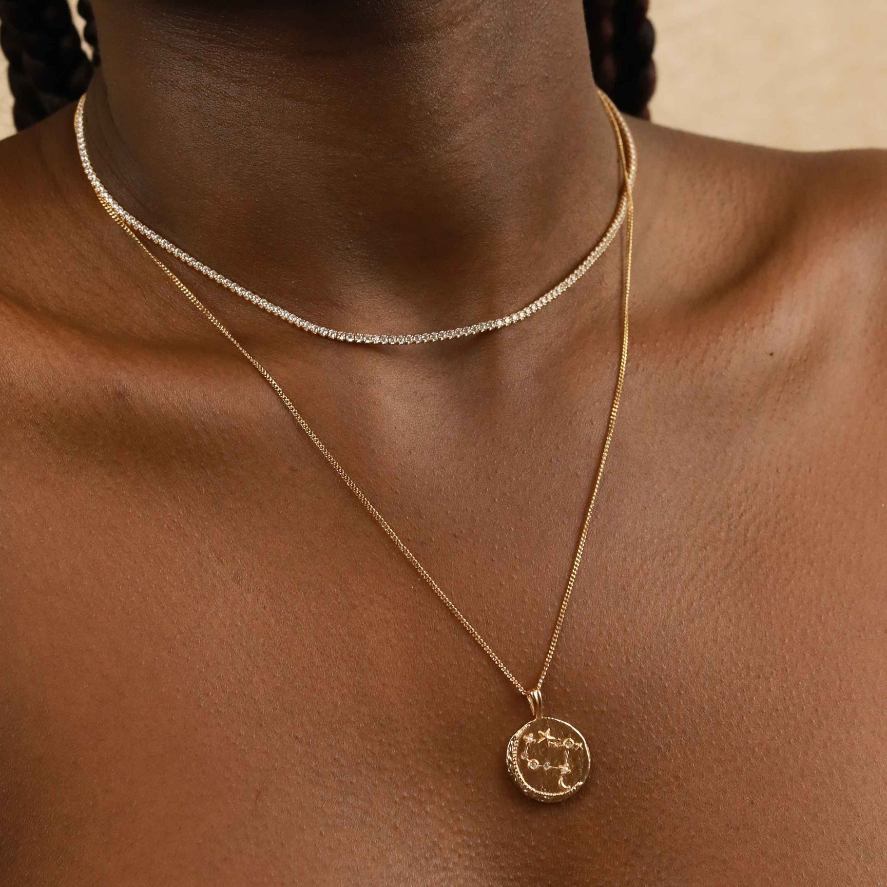 Gemini Zodiac Pendant Necklace in Gold