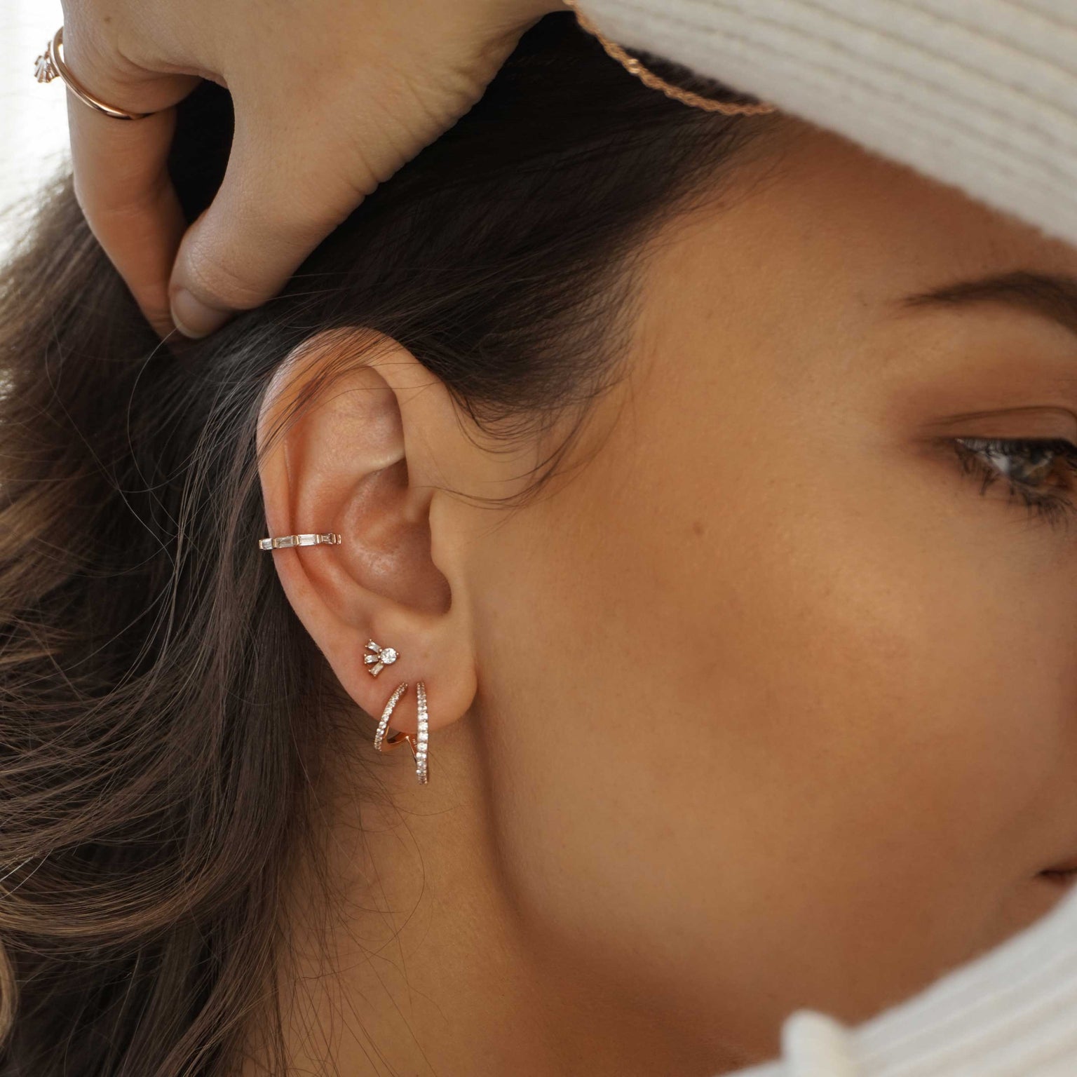 Illusion Crystal Hoops in Rose Gold