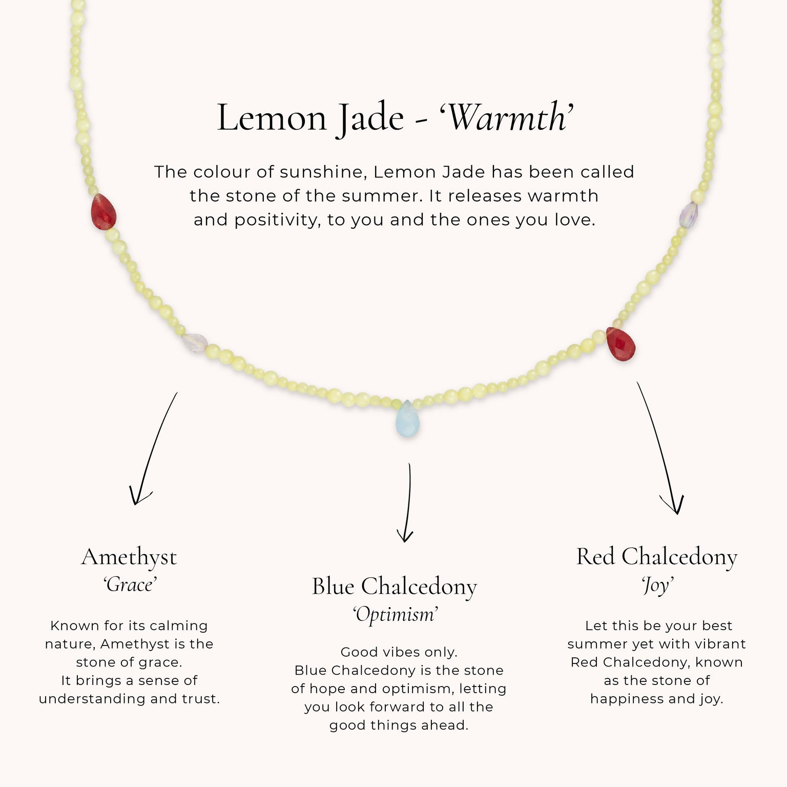 Lemon Jade Charm Beaded Necklace in Gold