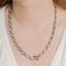 Ribbed Link Chain Necklace in Silver worn