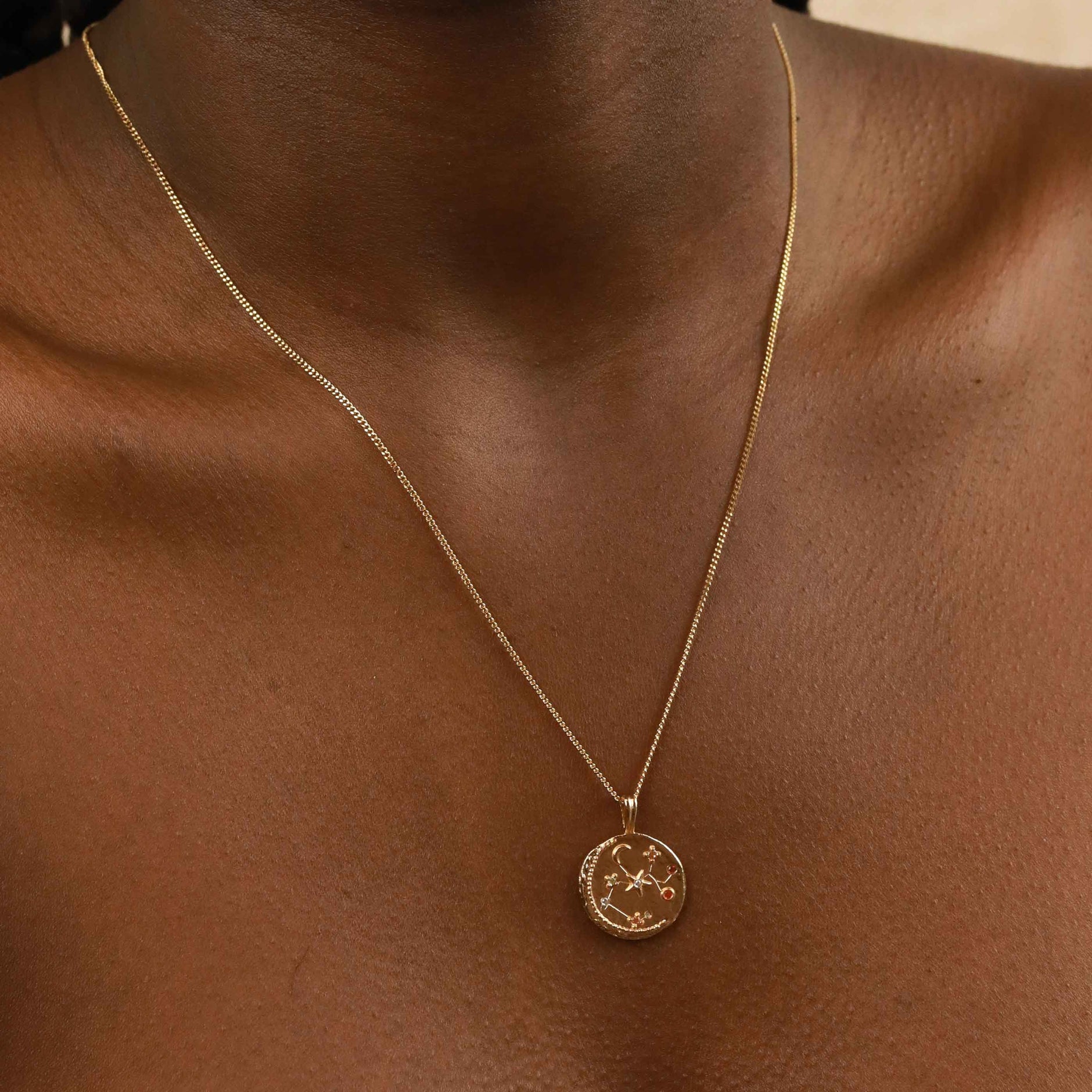 Sagittarius Zodiac Pendant Necklace in Gold