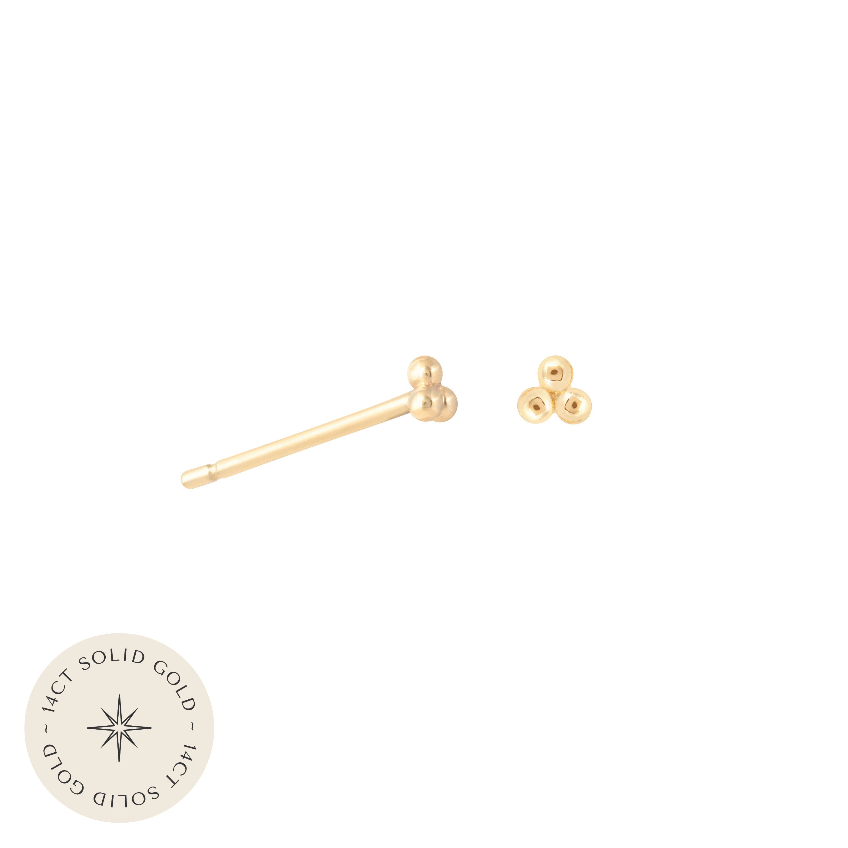 Trinity Stud Earrings in Solid Gold with 14CT Solid gold label