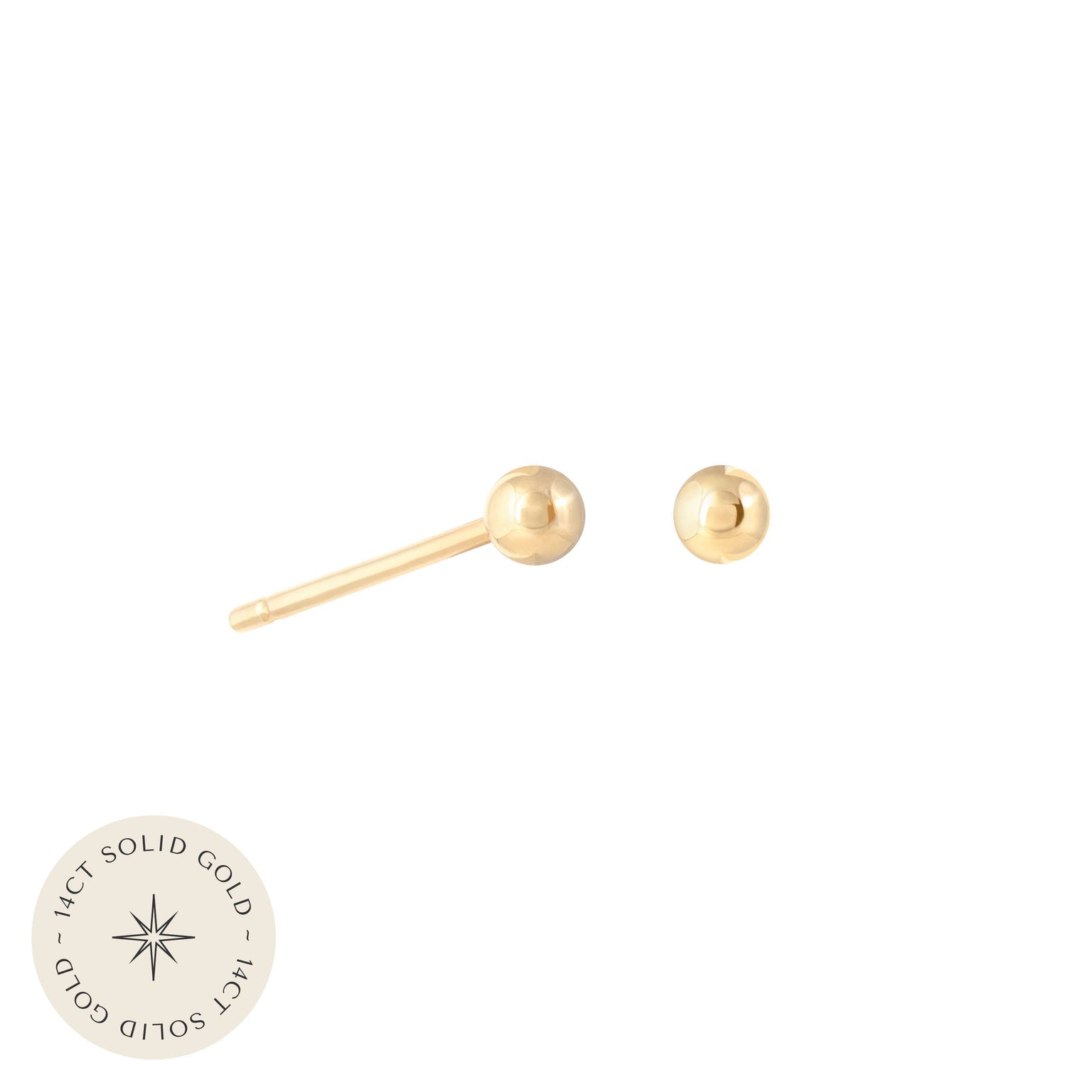 Large Ball Stud Earrings in Solid Gold with 14CT solid gold label