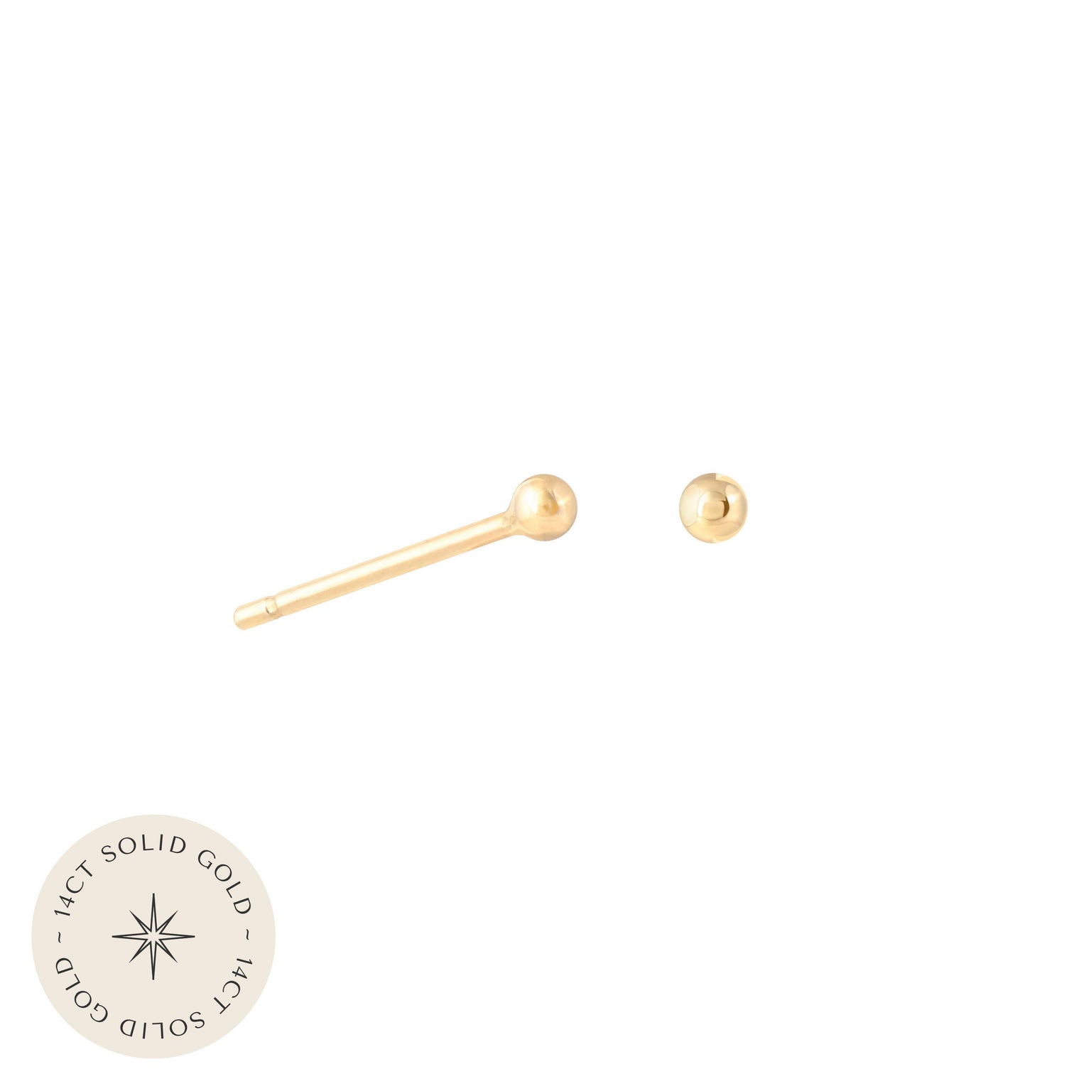 Small Ball Stud Earrings in Solid Gold with 14CT solid gold label