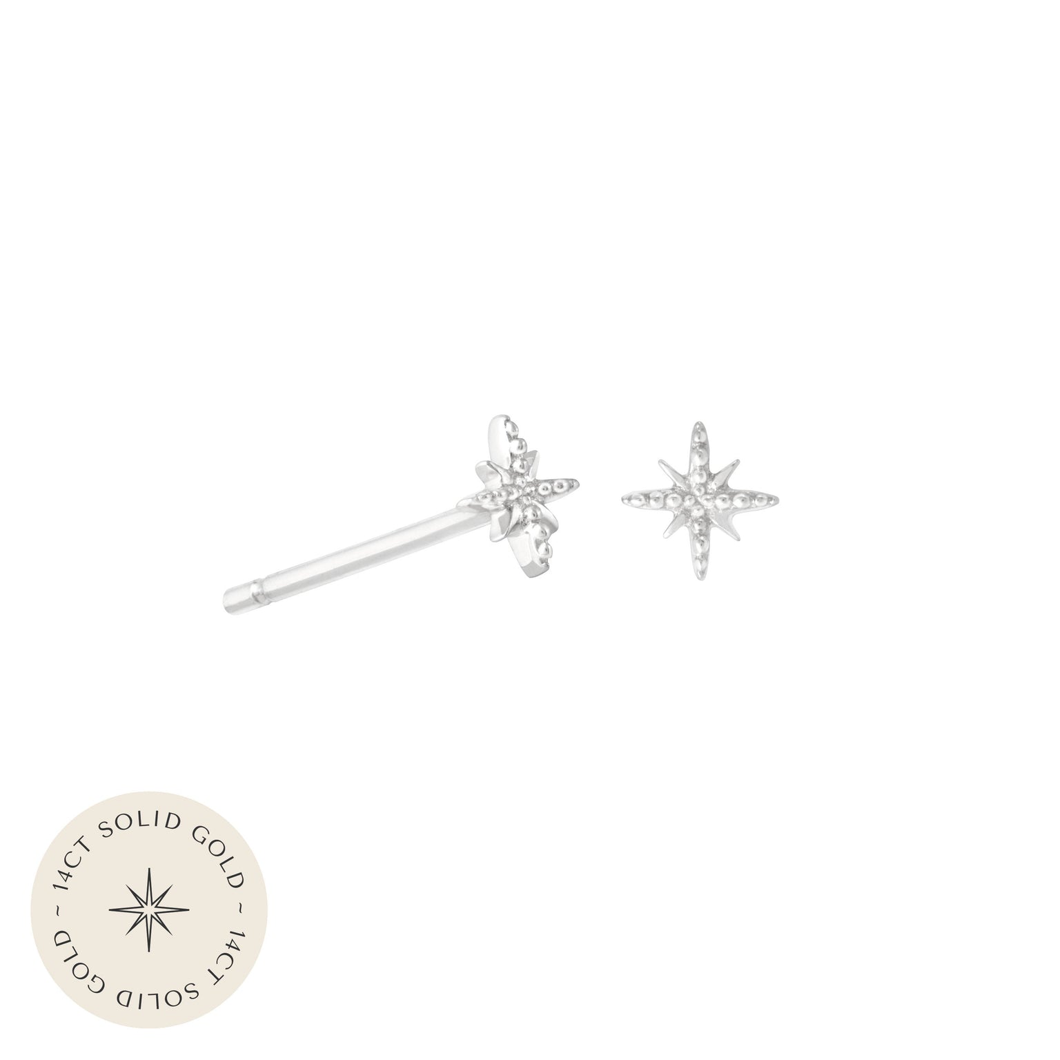 Twilight Stud Earrings in Solid White Gold with 14ct solid gold label