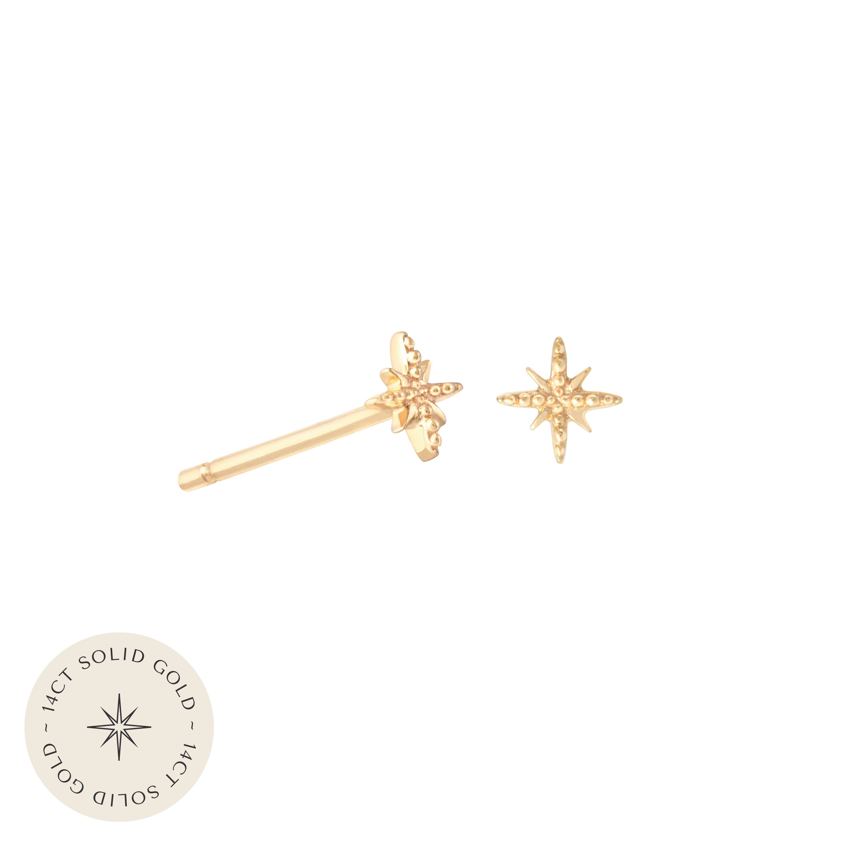 Twilight Stud Earrings in Solid Gold with 14CT solid gold label