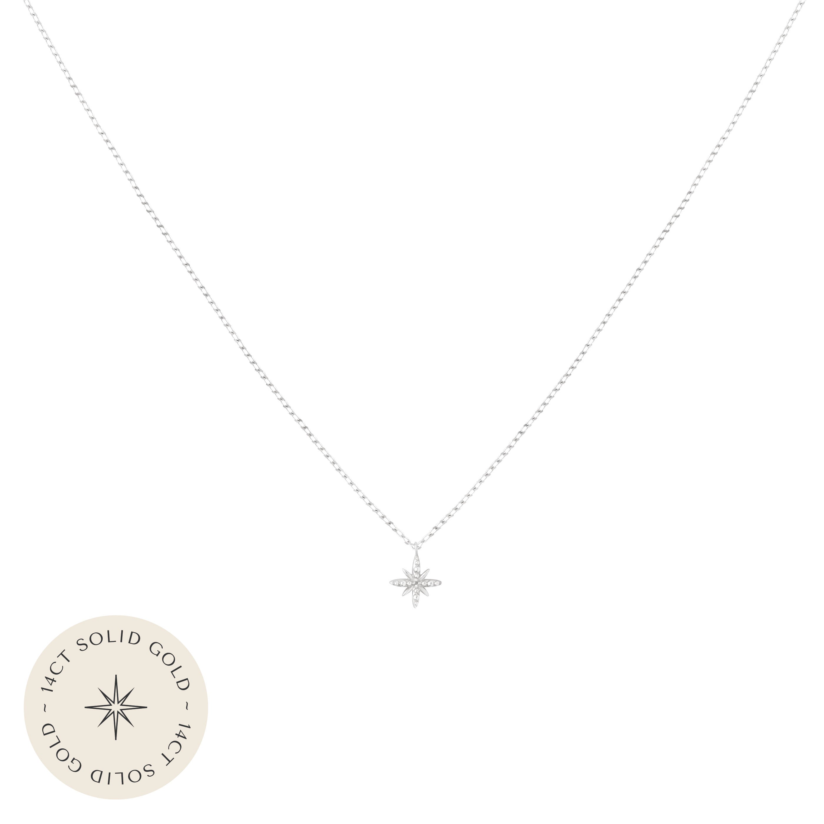 Twilight Pendant Necklace in Solid White Gold with 14CT solid gold label