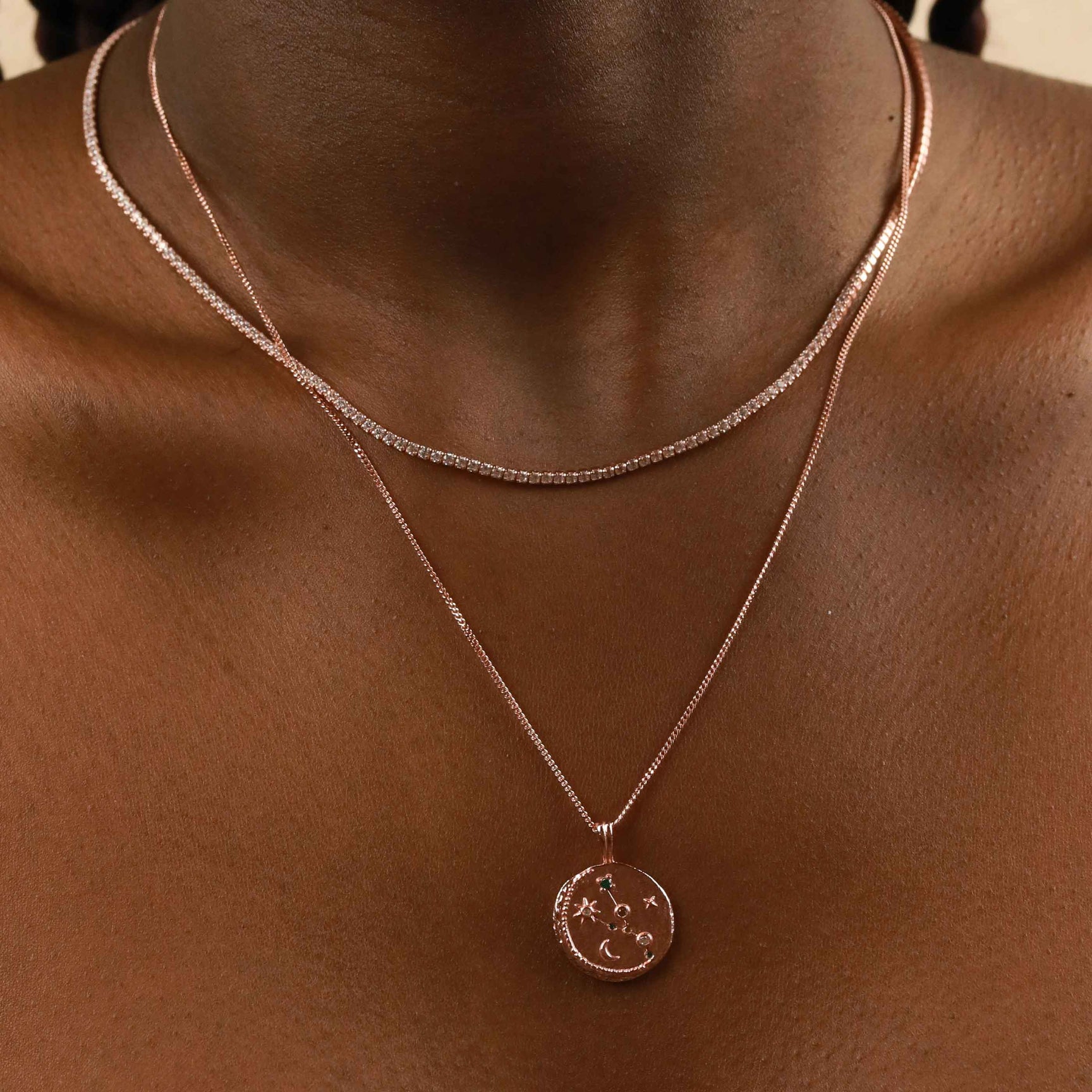 Taurus Zodiac Pendant Necklace in Rose Gold