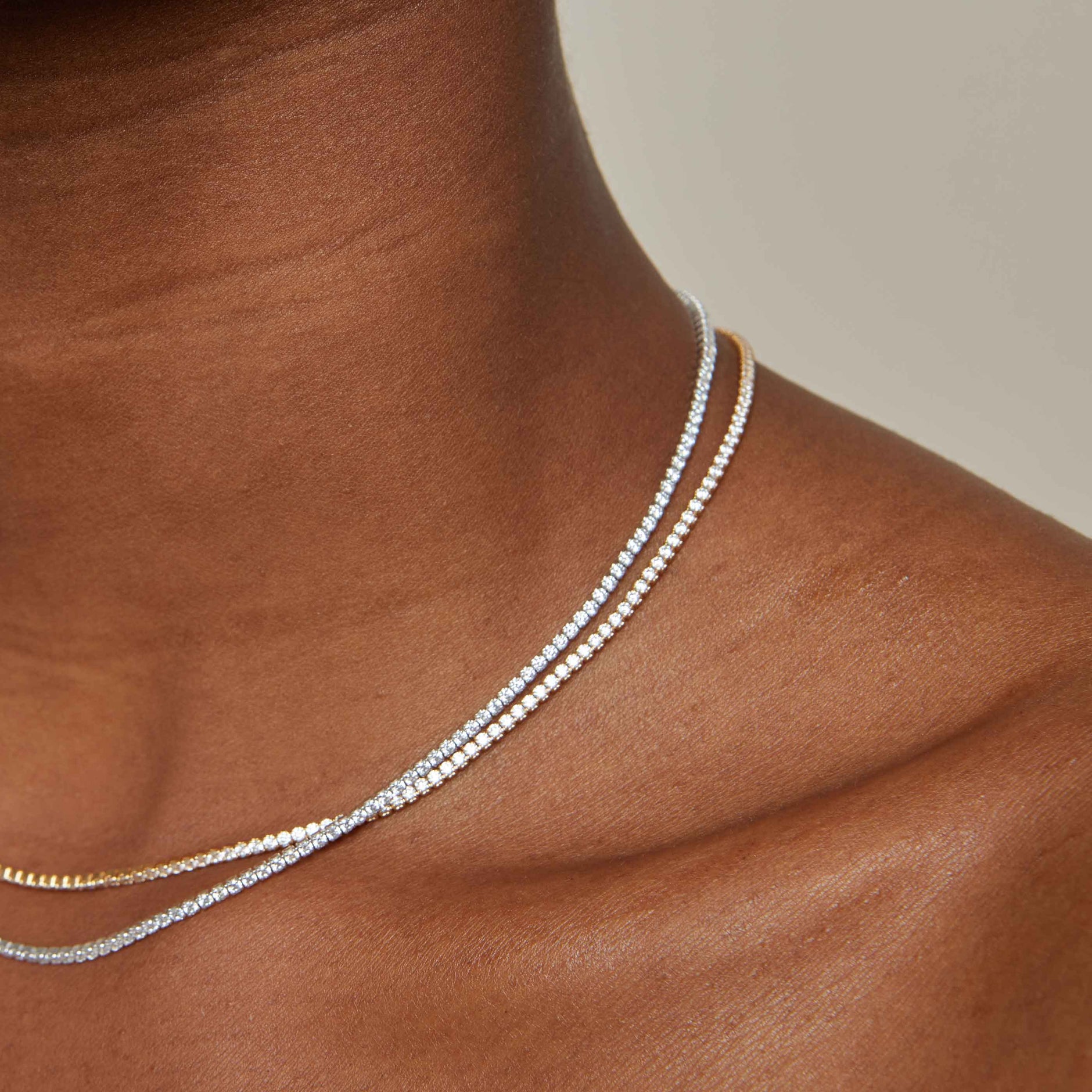 Rose Gold Tennis Chain Necklace | Astrid & Miyu Necklaces