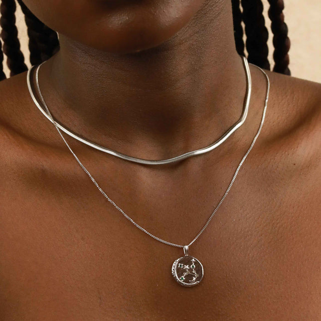 Virgo Zodiac Pendant Necklace in Silver